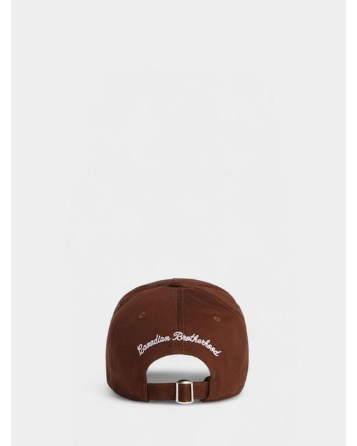 DSquared² Brown Cotton Twill Hat With Distressed Edges for men