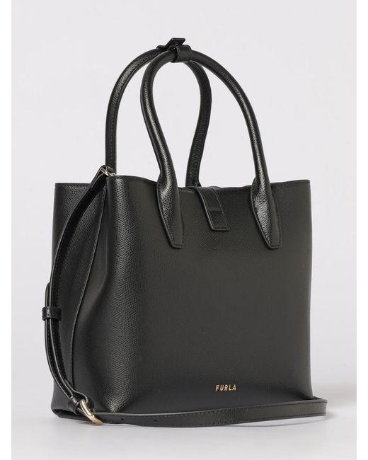 Furla Black Goccia Grained Leather Bag