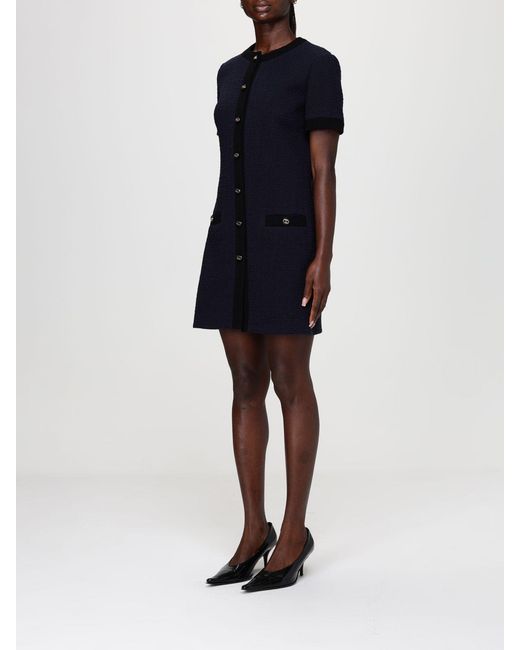 Gucci Blue Wool Blend Chemisier Dress