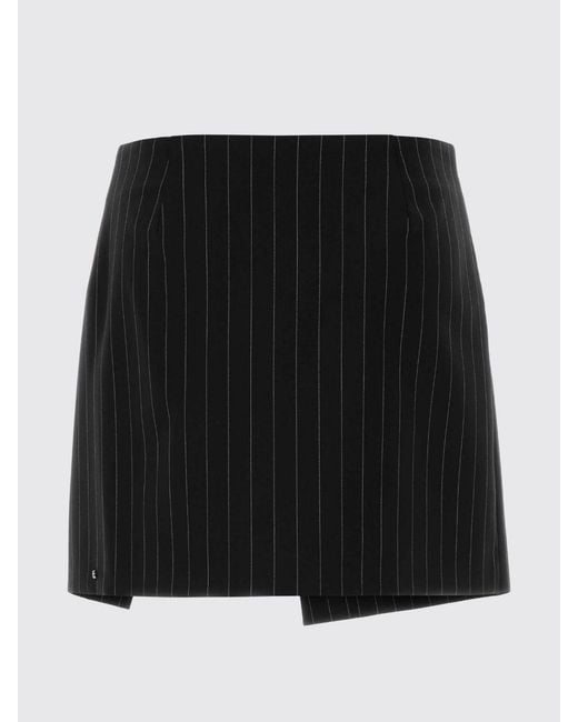 Sportmax Black Pinstriped Virgin Wool Blend Mini Skirt