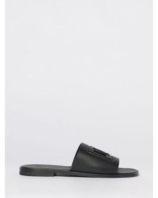 Dolce & Gabbana White Dolce &Amp Gabbana Leather Slippers for men
