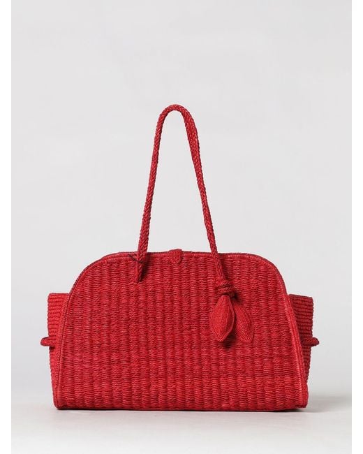 Jacquemus Red Le Turismo Crochet Raffia Bag