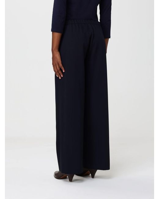 Max Mara Blue Virgin Wool Trousers With Drawstring