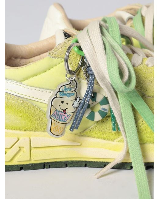 Autry Yellow Reelwind Super Vintage Used Suede And Nylon Sneakers