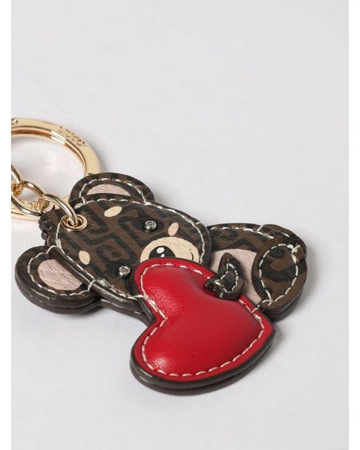 Liu Jo White Teddy Bear Faux Leather And Brass Keychain