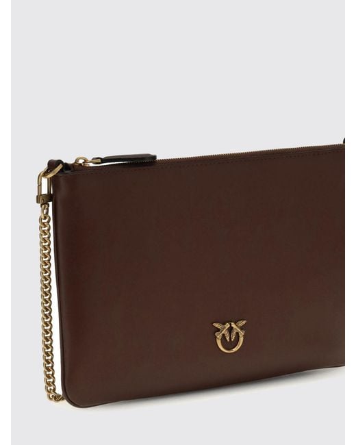 Pinko Brown Flat Love Bag Simply Leather Clutch