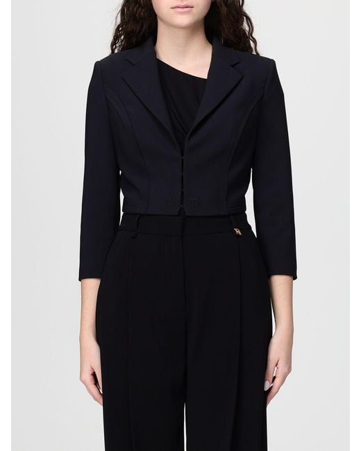 Elisabetta Franchi Black Crop Polyester Blazer