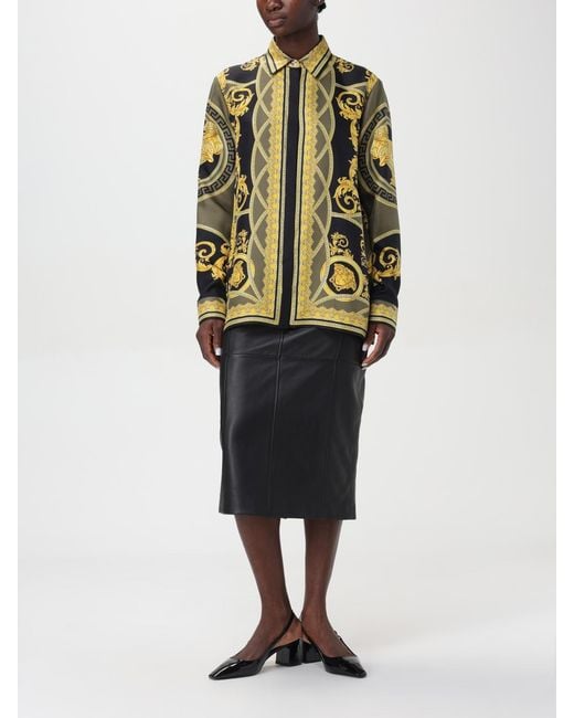 Camicia Baroque Di Seta di Versace in Black