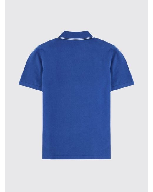 A.P.C. Blue Short-Sleeved Cotton Polo Shirt With Contrast Logo for men