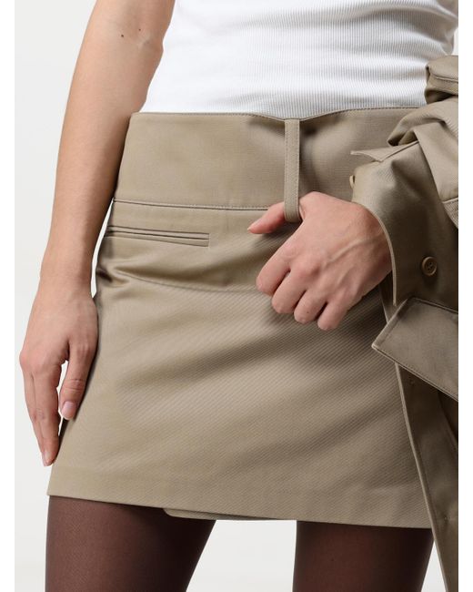 Courreges Natural Mini Pleated Cotton Skirt