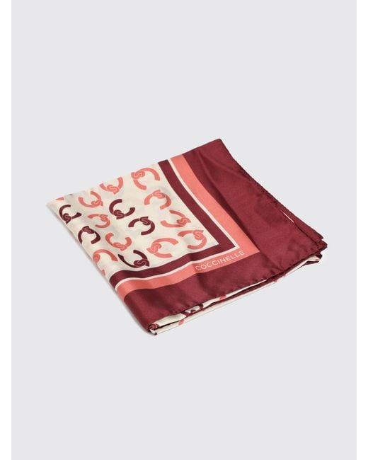 Coccinelle Red Printed Silk Scarf