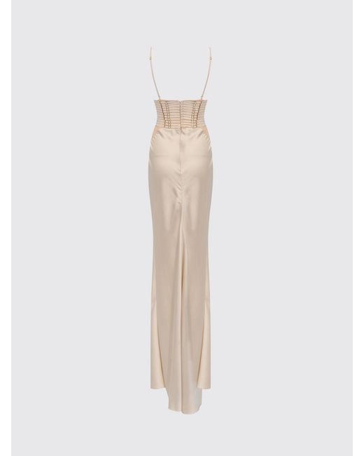 Elisabetta Franchi Natural Corset Satin Dress
