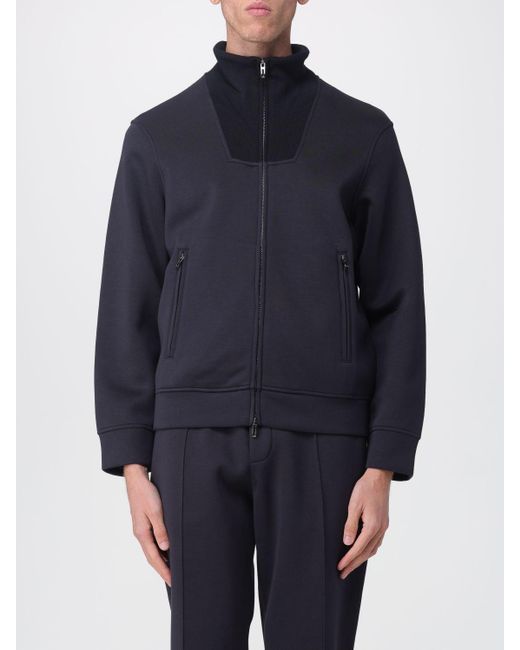 Emporio Armani Doppeljersey Vollreißverschluss Pullover in Blue für Herren