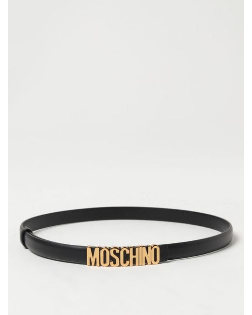 Cintura in pelle con logo di Moschino Couture in White