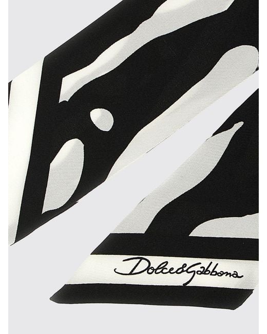 Dolce & Gabbana White Dolce &Amp Gabbana Silk Bandeau Scarf With Contrasting Zebra Print