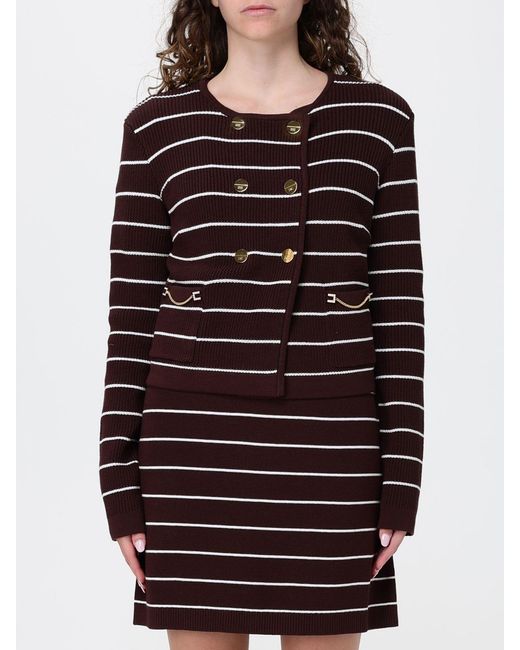 Elisabetta Franchi Black Striped Viscose Cardigan