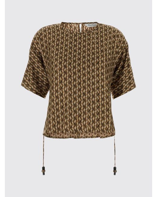 Max Mara Brown Printed Silk Top