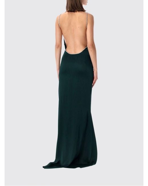 Tom Ford Blue Long Satin Evening Gown With Jewelled Straps And Train