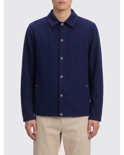 Brunello Cucinelli Blue Cashmere Shirt Jacket for men