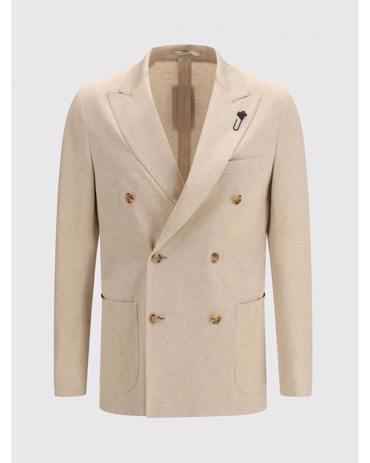Lardini Natural Double-Breasted Cotton Jacket for men