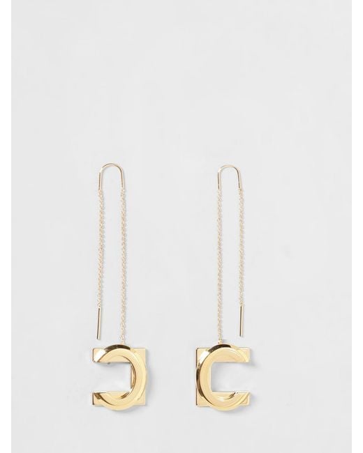Elisabetta Franchi Natural Brass Logo Earrings