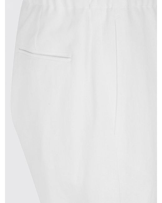 Giorgio Armani White Linen Drawstring Trousers for men