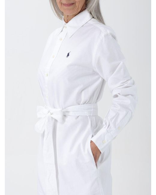 Polo Ralph Lauren White Cory Self-tie Cotton Midi Shirt Dress