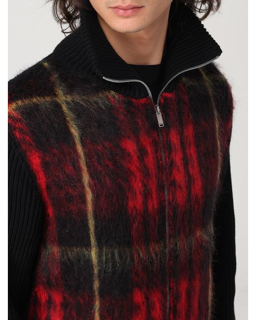 McQueen Red Macqueen-Tartan Zip-Up Cardigan for men