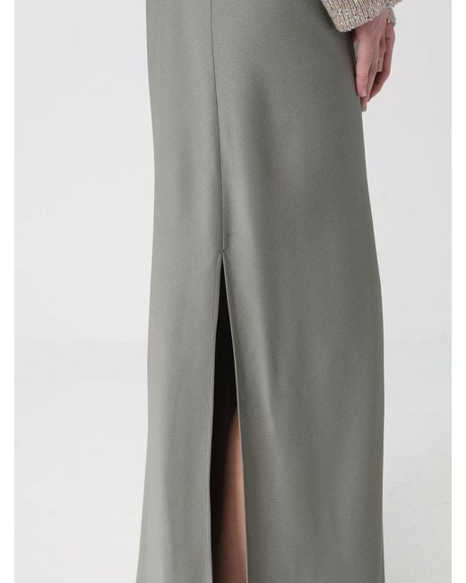 Brunello Cucinelli Gray Long Satin Skirt
