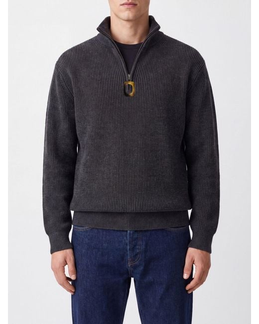 J.W. Anderson Blue High-Neck Half-Zip Jumper for men