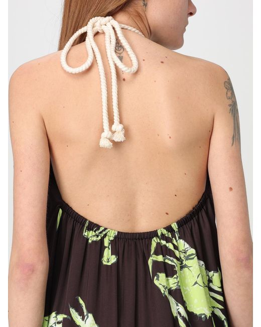 MSGM Green Crab-Print Halterneck Maxi Dress