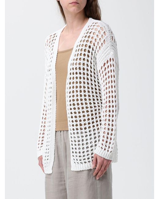 Max Mara Pure White Cotton Knit Openwork Cardigan