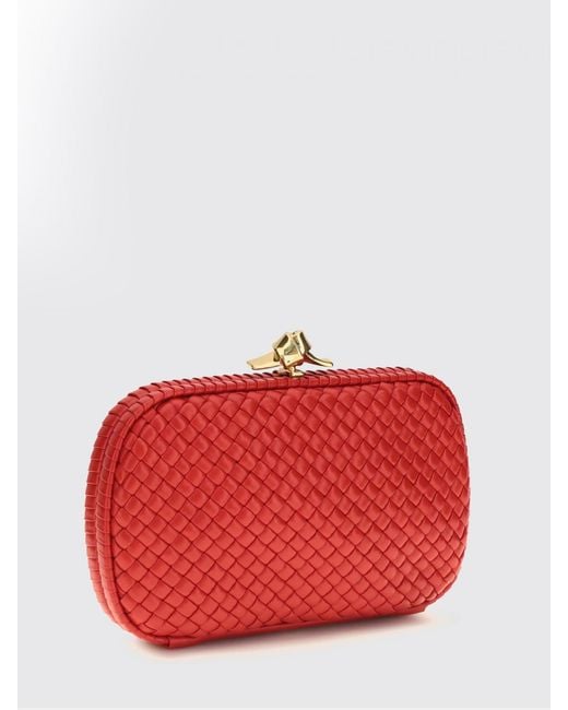 Bottega Veneta Red Soft Knot Clutch