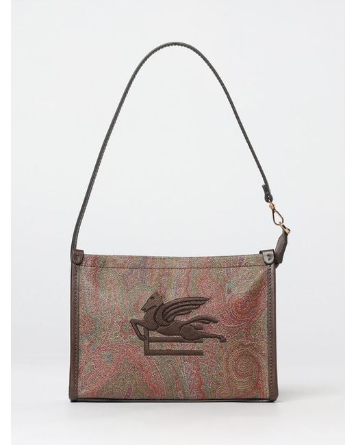 Etro Brown Arnica Pegaso Coated Cotton Paisley Jacquard Pouch