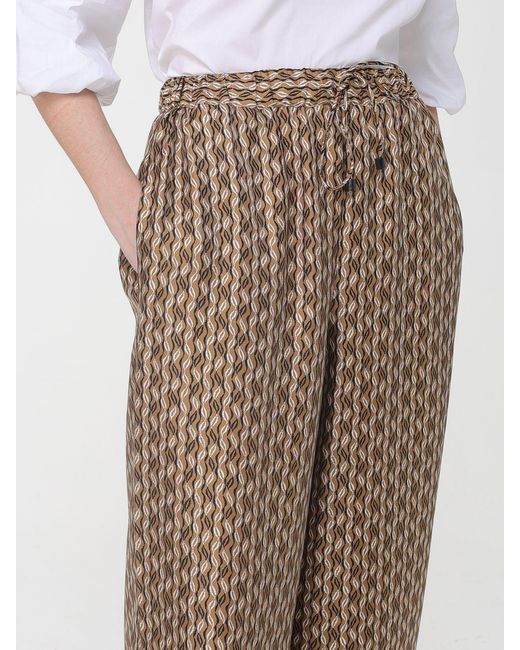 Max Mara Brown Printed Silk Palazzo Trousers