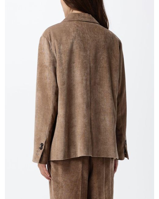 Brunello Cucinelli Brown Single-Breasted Viscose-Blend Blazer With Lapel Collar