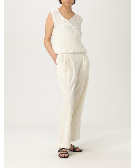 Issey Miyake Natural Pleated Oneshoulder Asymmetrical Top