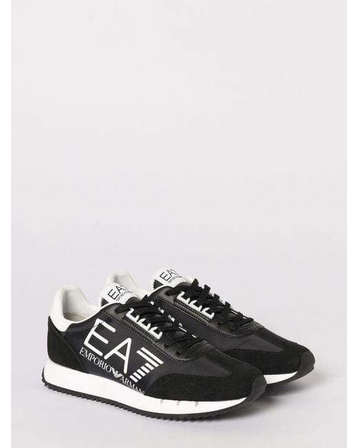 EA7 Black Nylon And Suede Sneakers for men