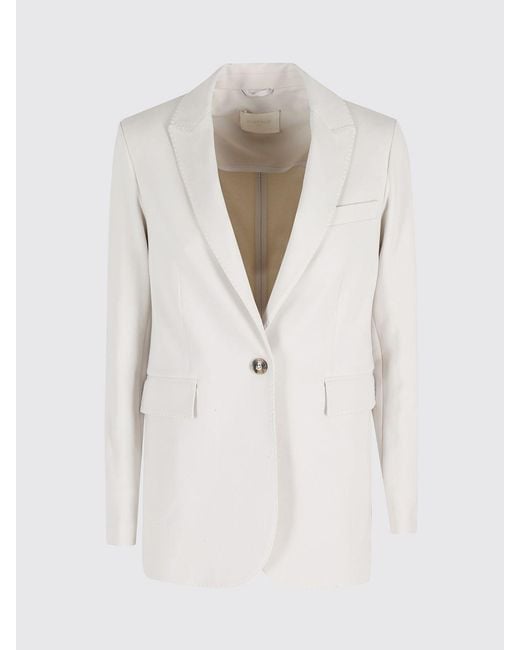 Circolo 1901 Gray Single-Breasted Cropped Cotton Blazer With Lapels