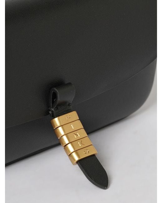 Pinko Black Saddle Flat Leather Bag