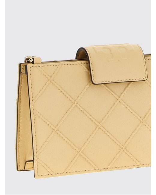 Tory Burch Natural Fleming Quilted Nappa Leather Wallet Bag