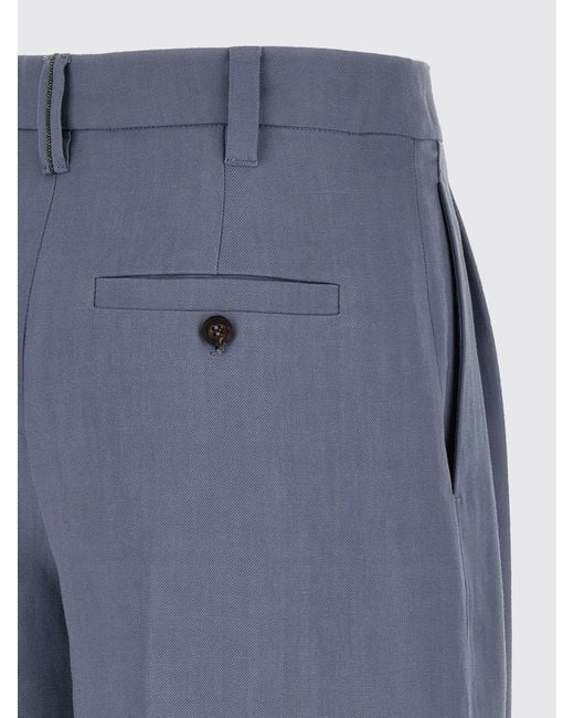 Brunello Cucinelli Blue Linen Blend Tailored Shorts