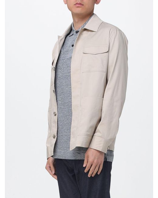 Manuel Ritz Natural Relaxed Fit Twill Shirt Jacket With Concealed Closure for men