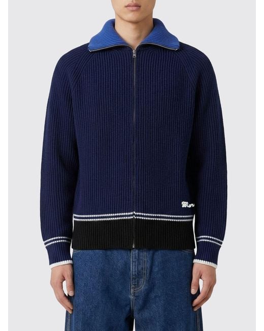 Marni Blue Virgin Wool And Cashmere Cardigan for men