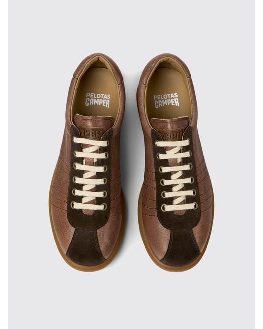 Camper Brown Pelotas Vegetable-Tanned Leather Sneakers for men