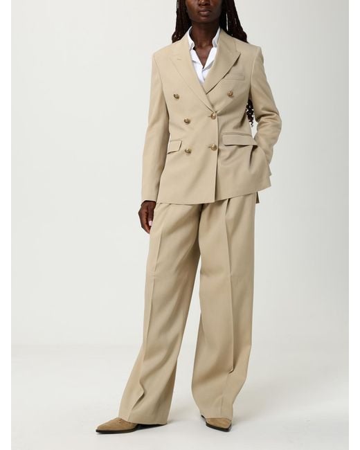 Golden Goose Deluxe Brand Natural Wide Leg Virgin Wool Trousers