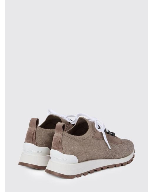 Brunello Cucinelli White Cotton And Lurex Knit Sneakers