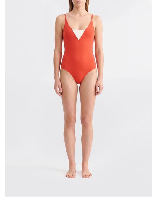 Eres Red Nylon One Piece Swimsuit