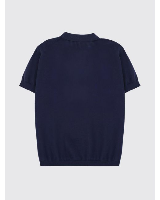 Aspesi Blue Knitted Cotton Polo Shirt