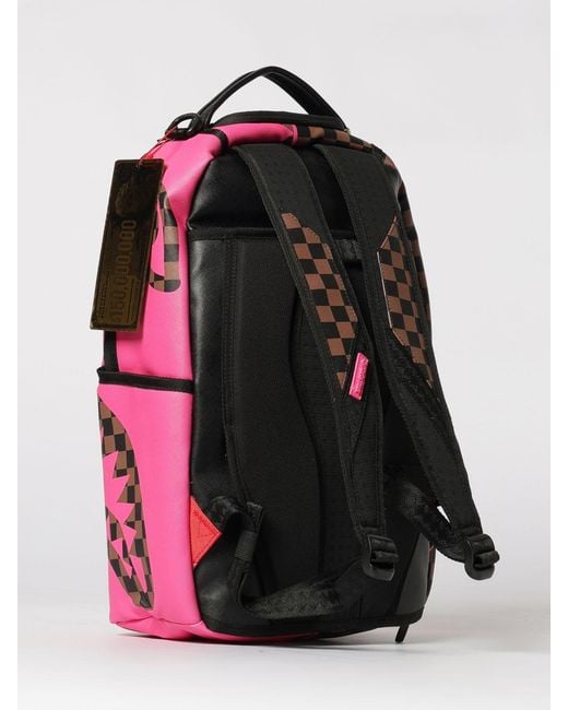 Sprayground Pink Bear Shark Saffiano Faux Leather Backpack for men